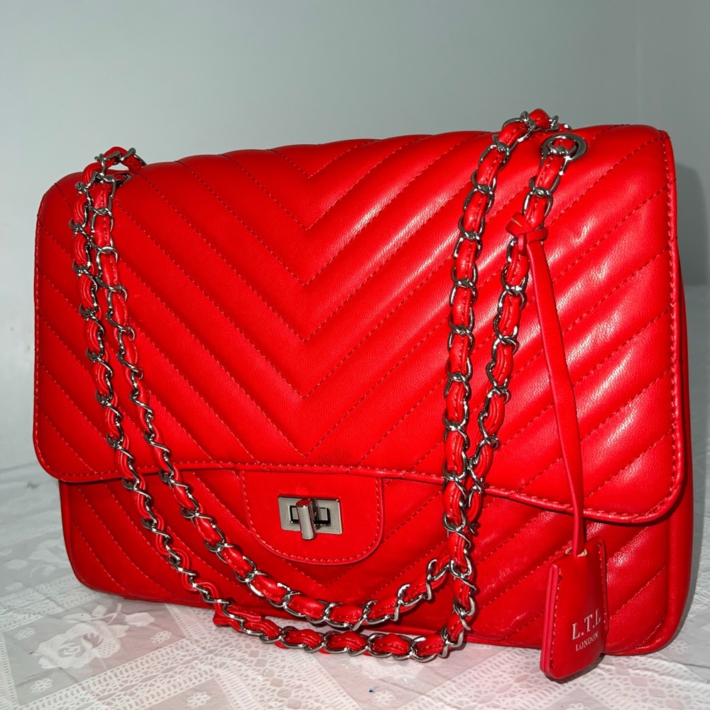 Red LTL London classic flap bag